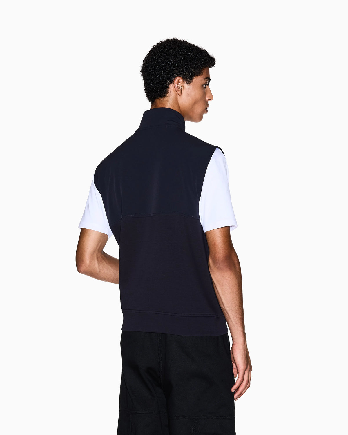 Full-zip vest in stretch cotton with a high collar Essential