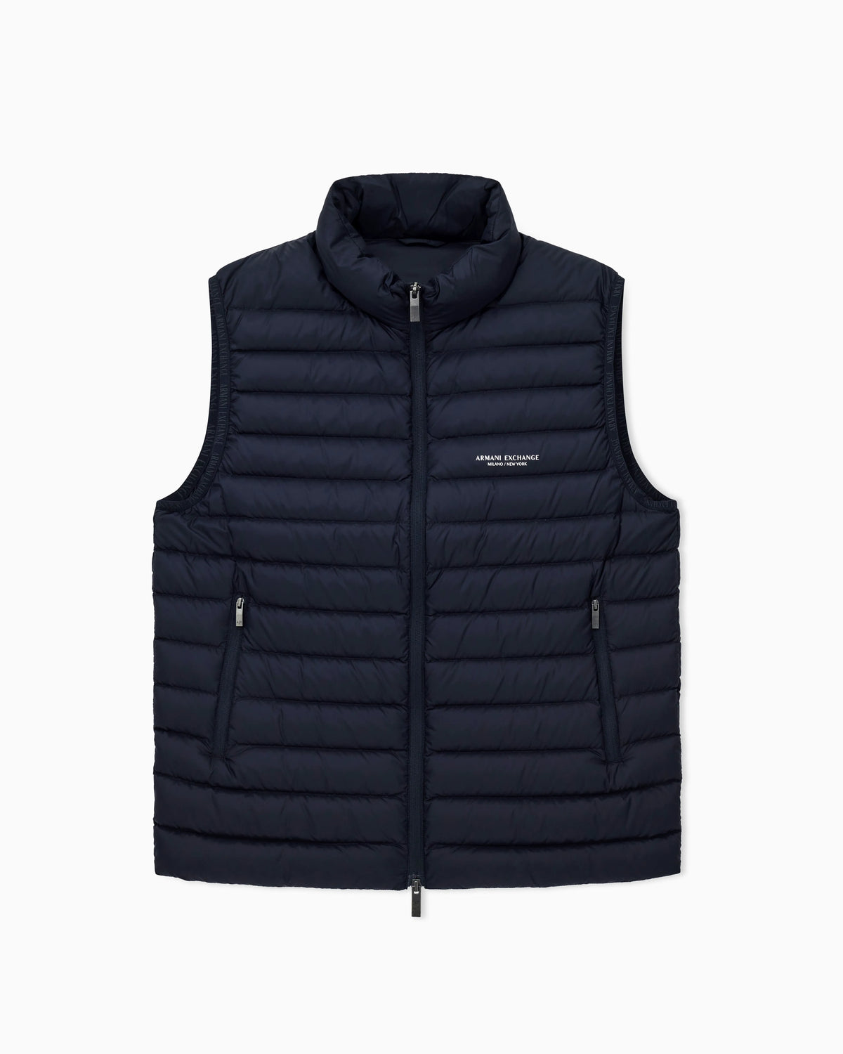 Quilted full-zip down vest with a high collar Essential