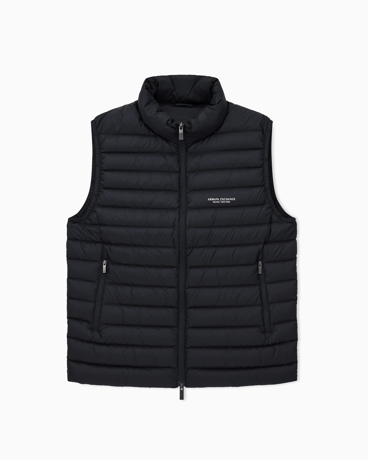 Quilted full-zip down vest with a high collar Essential