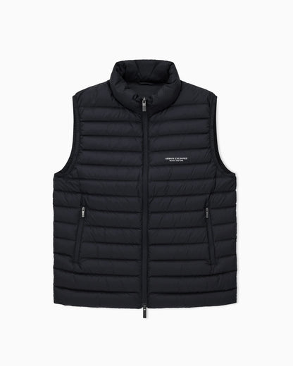 Quilted full-zip down vest with a high collar Essential