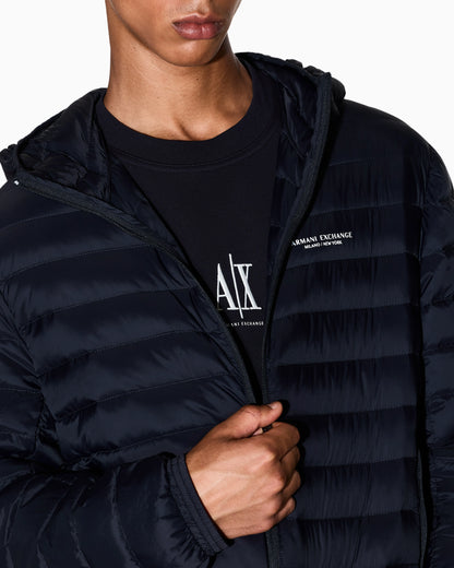 Quilted nylon down puffer jacket with hood Essential