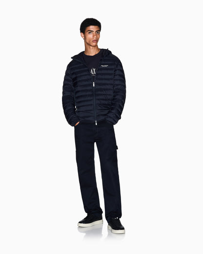 Quilted nylon down puffer jacket with hood Essential
