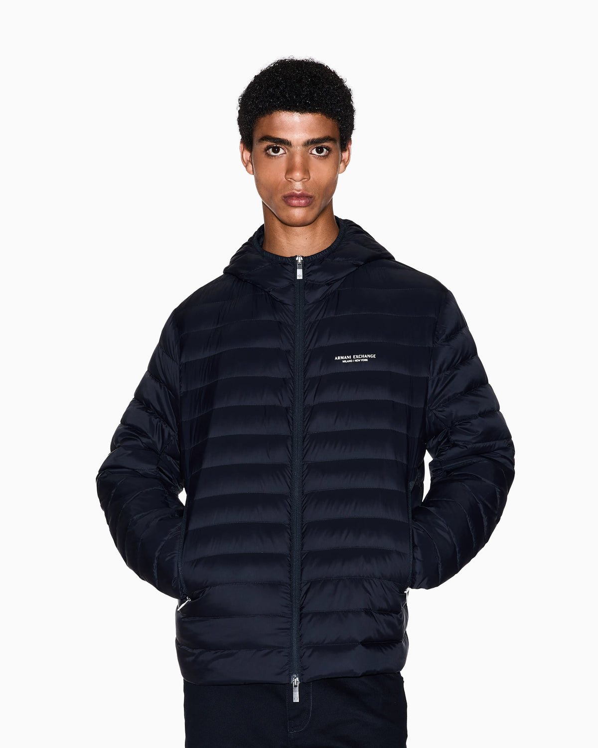 Quilted nylon down puffer jacket with hood Essential