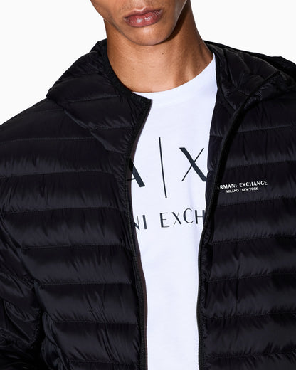 Quilted nylon down puffer jacket with hood Essential