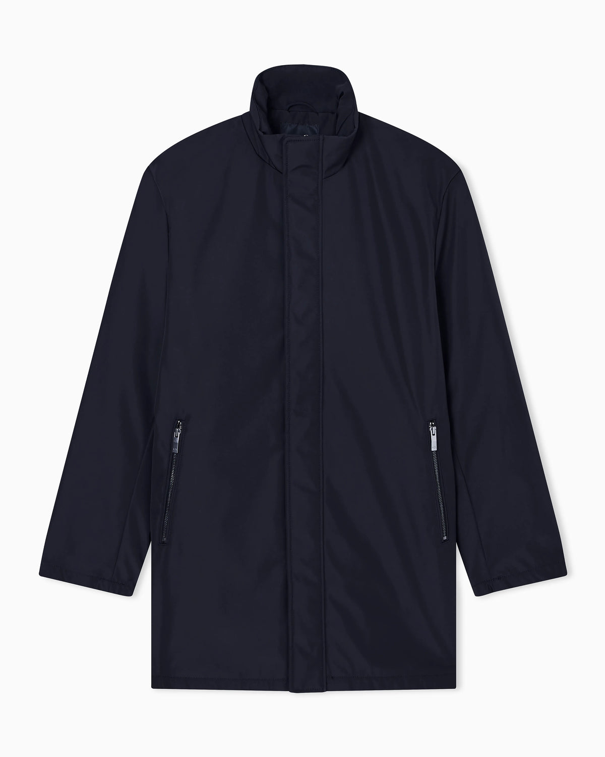 Overcoat with a high collar and concealed zipper Essential