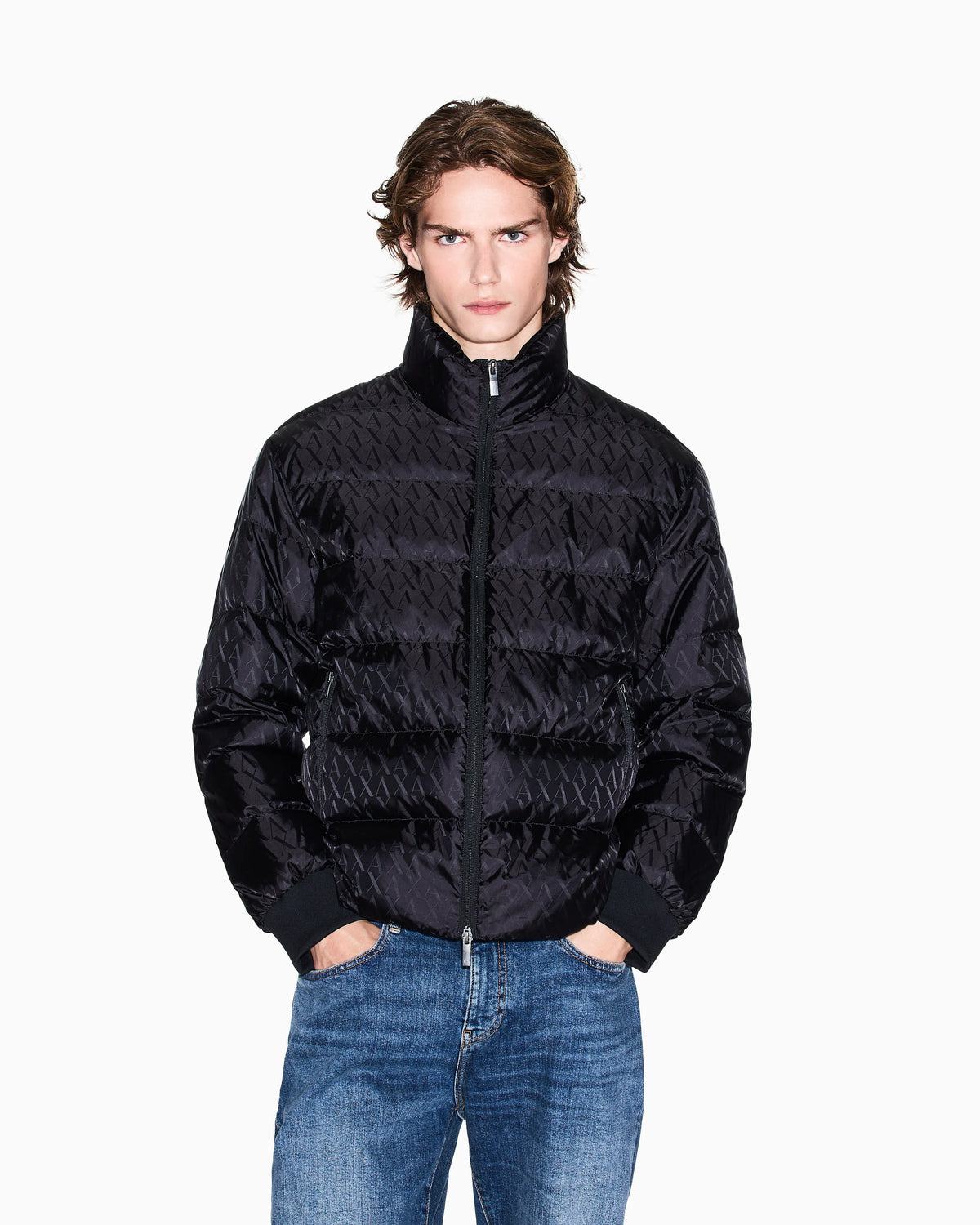 Quilted and warm jacket in a nylon jacquard Essential