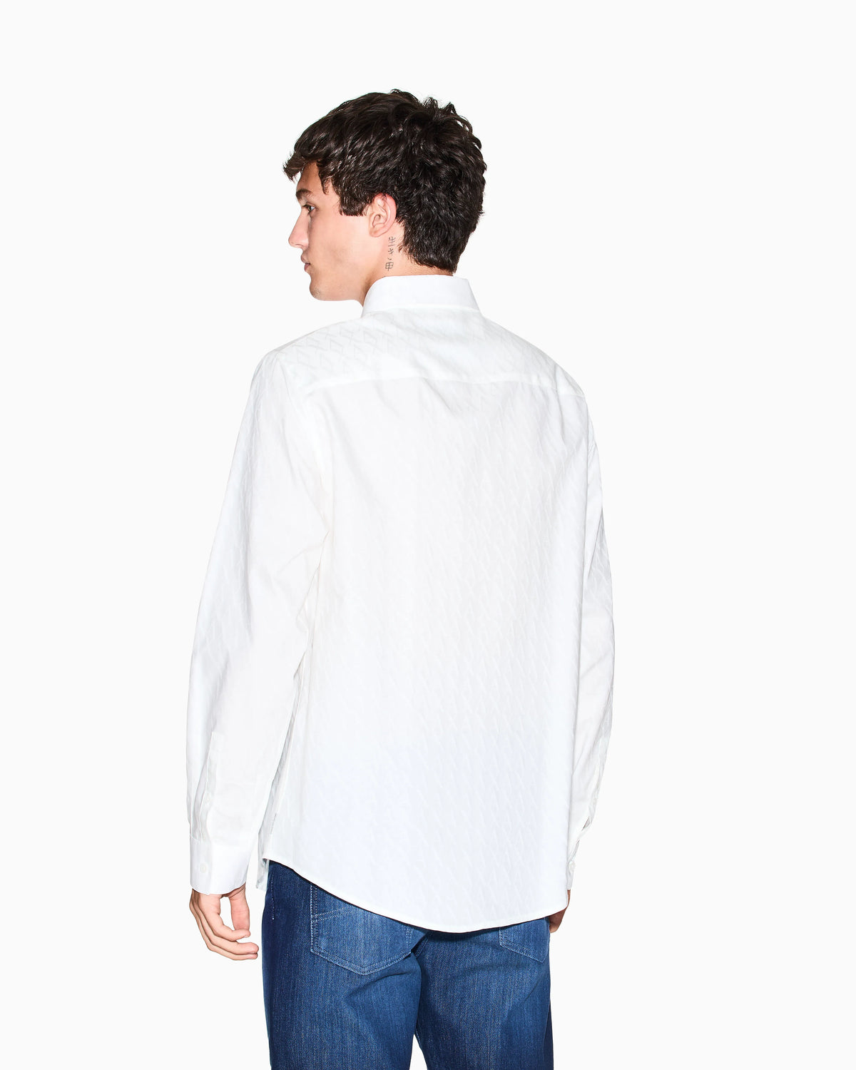 Regular fit button-up shirt in cotton jacquard Essential