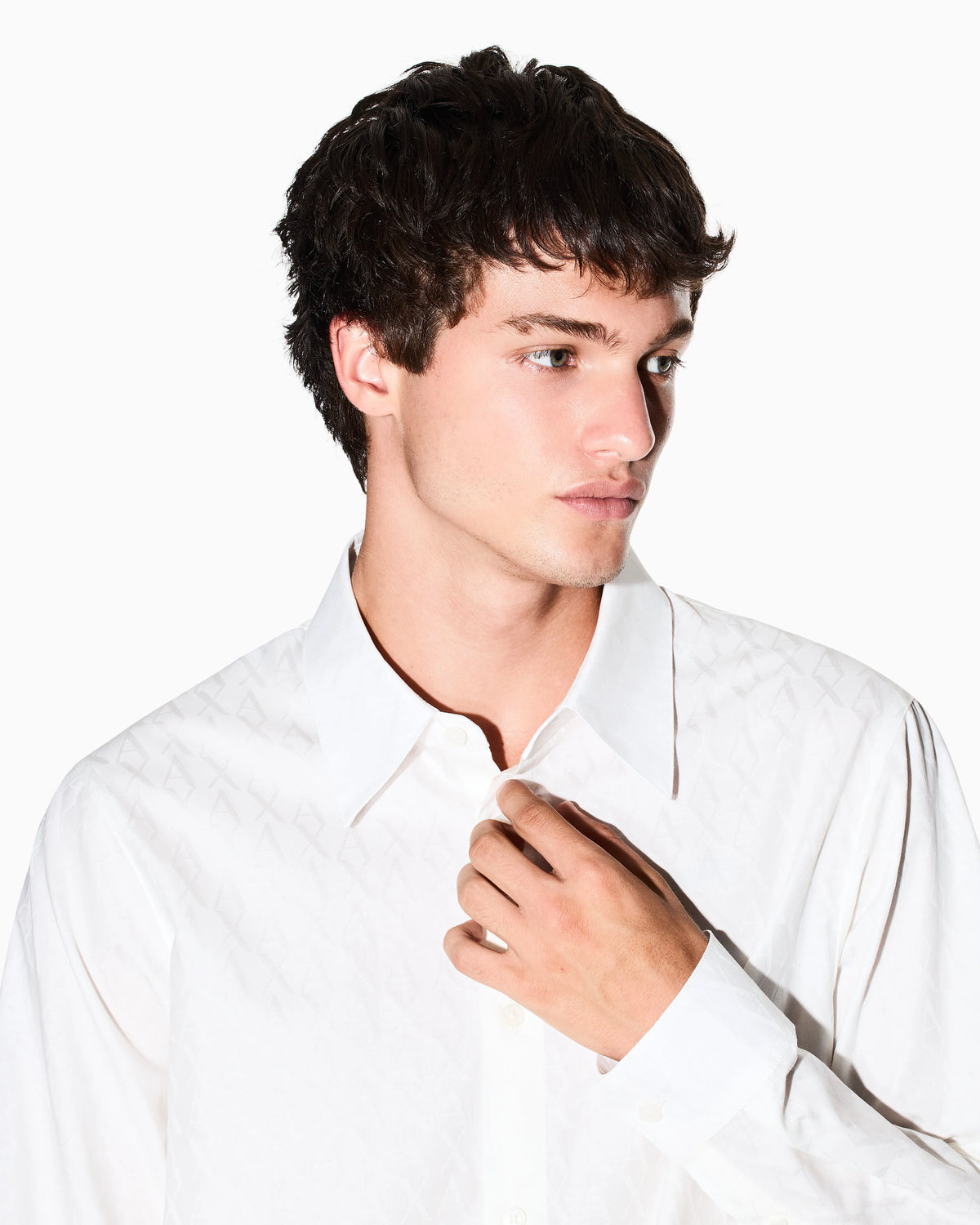 Regular fit button-up shirt in cotton jacquard Essential