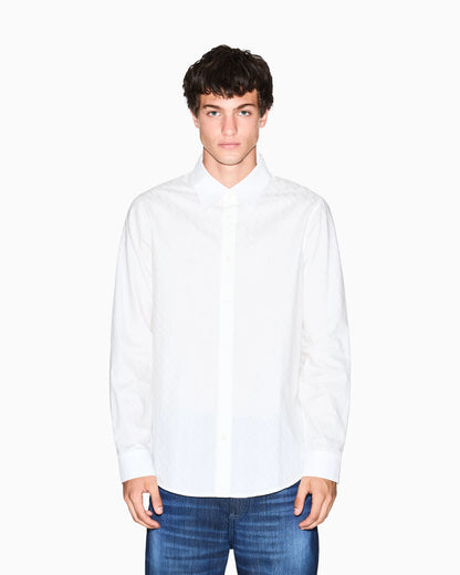 Regular fit button-up shirt in cotton jacquard Essential