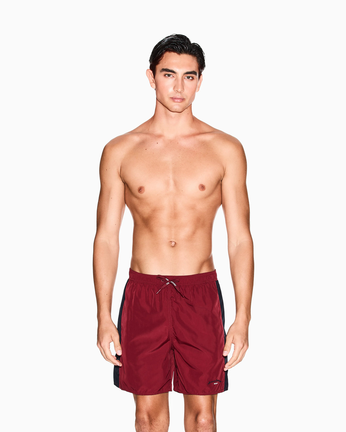 TWO TONE LOGO PRINT BOXER SWIM TRUNKS