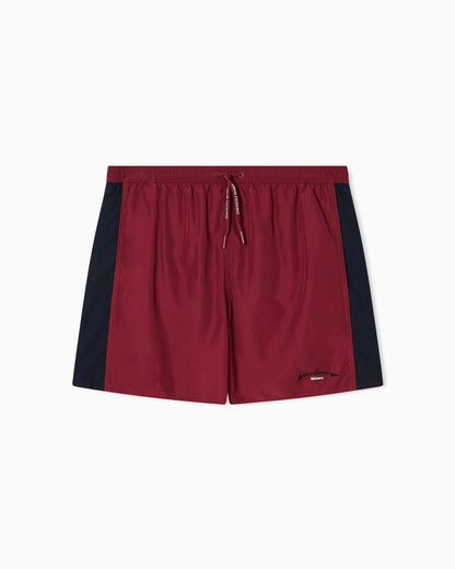 TWO TONE LOGO PRINT BOXER SWIM TRUNKS