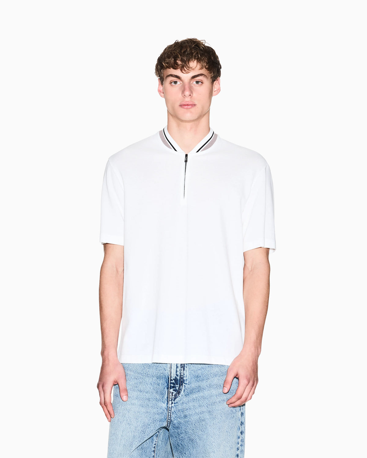 Regular fit cotton pique polo shirt
