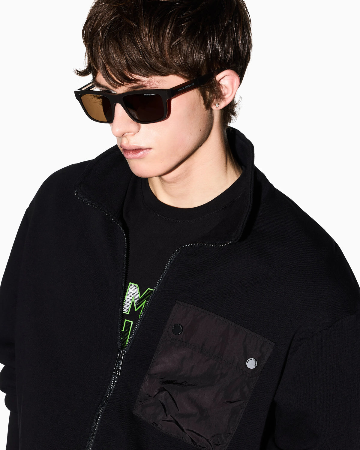 Full-zip sweatshirt with chest pocket
