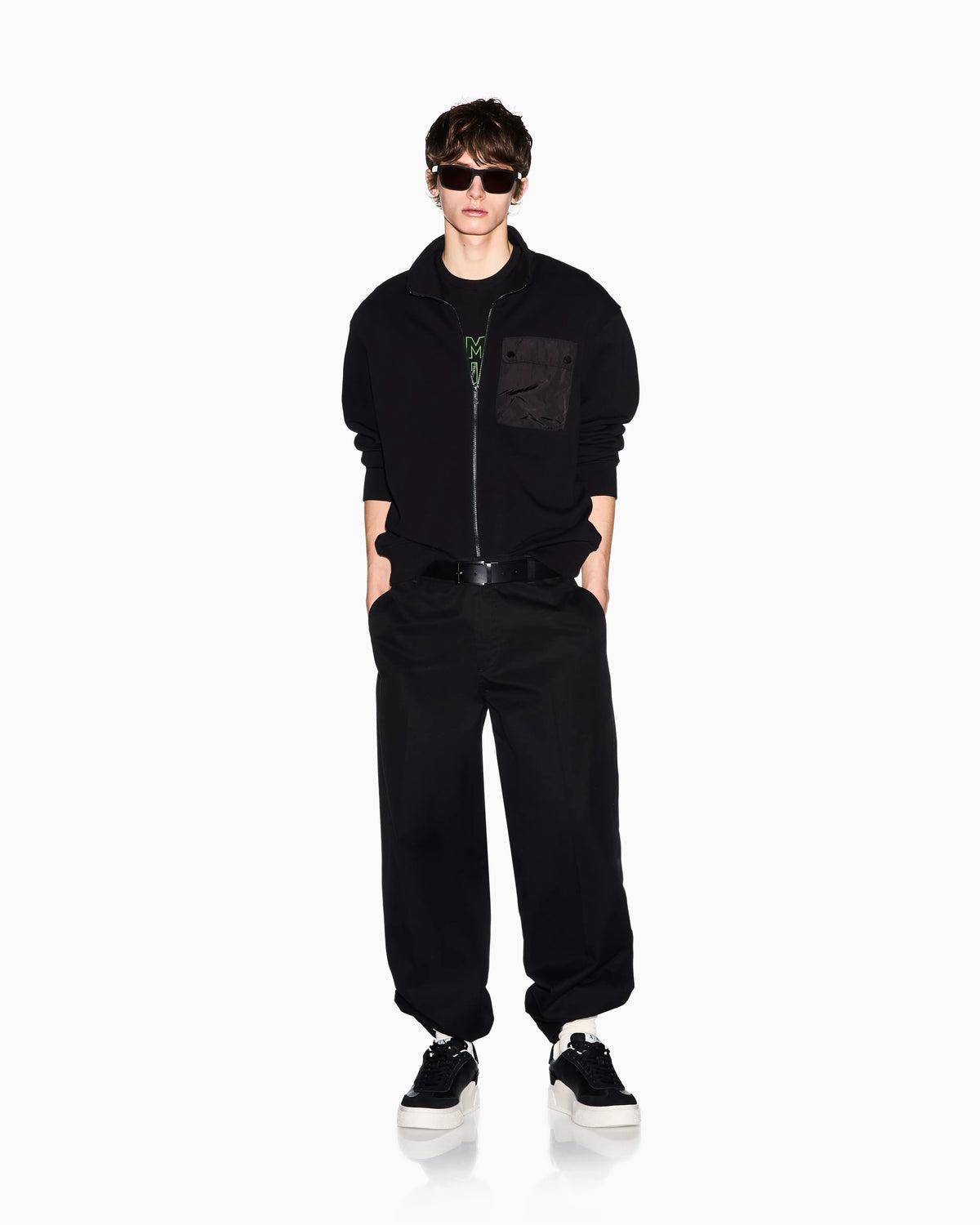 Full-zip sweatshirt with chest pocket
