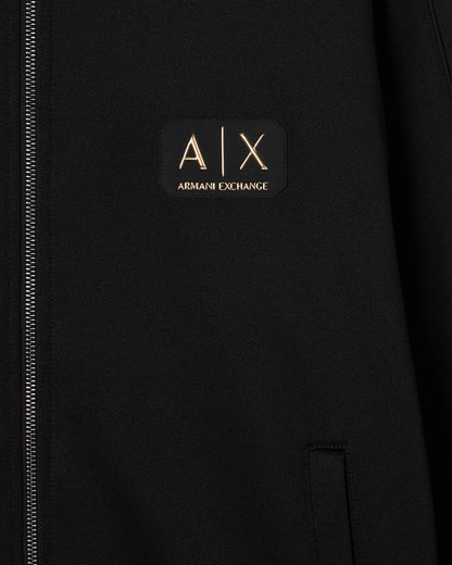 Zip-up hoodie with gold patch