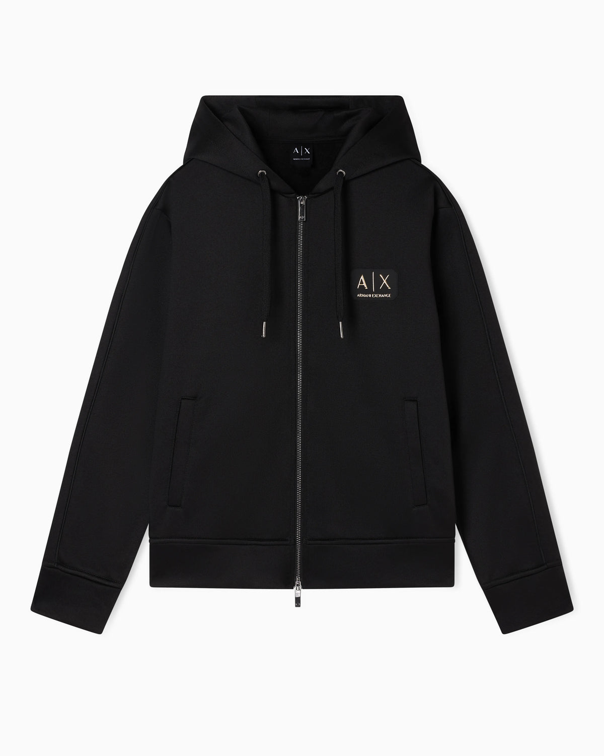 Zip-up hoodie with gold patch