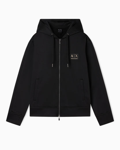 Zip-up hoodie with gold patch