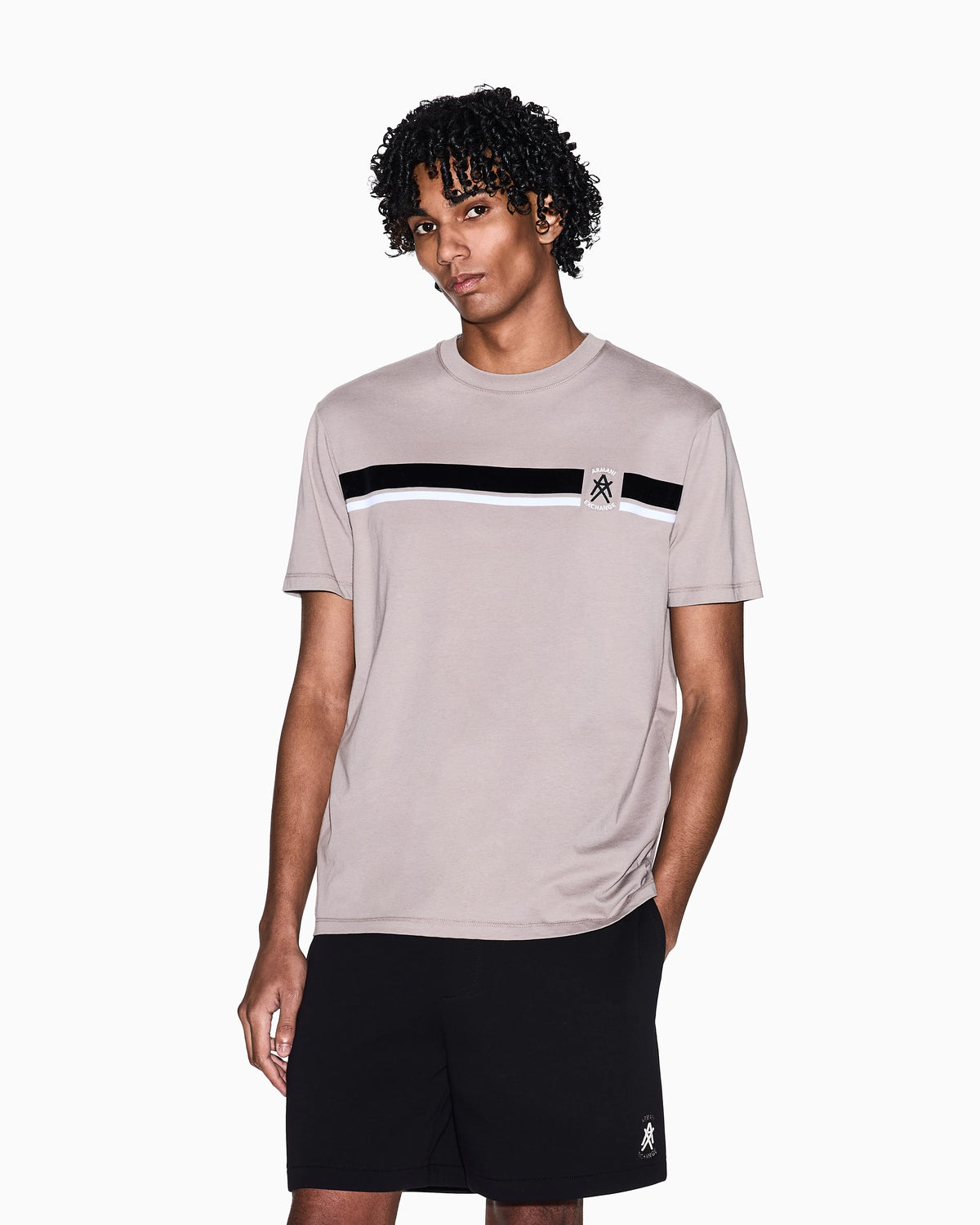 Regular fit T-shirt with contrasting band and logo