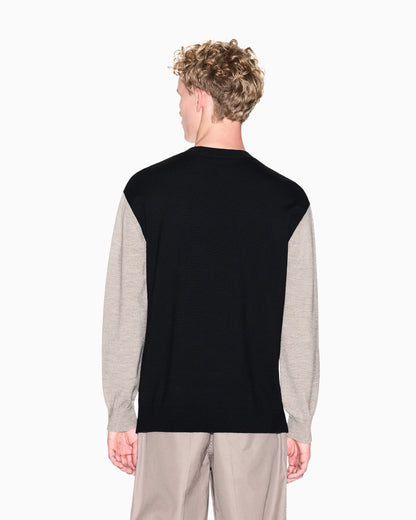 Sweater with logo and contrasting sleeves
