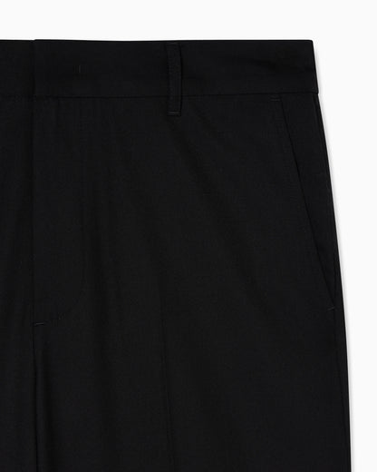 Straight-leg wool blend trousers