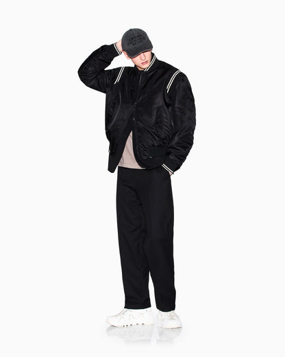 Straight-leg wool blend trousers
