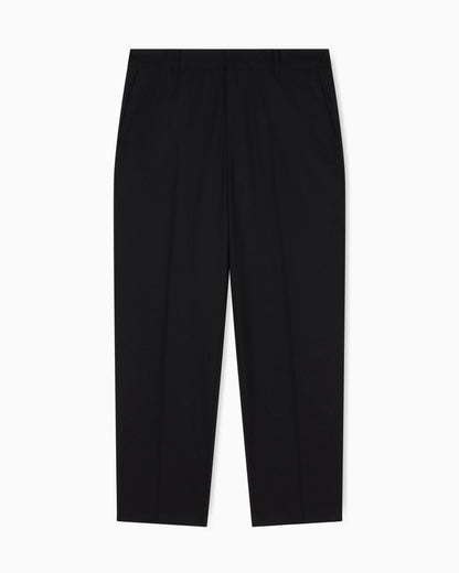 Straight-leg wool blend trousers