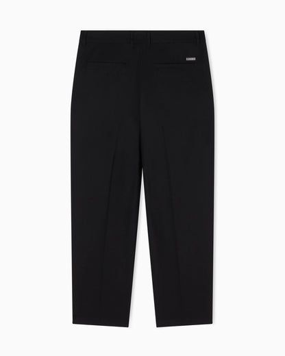 Straight-leg wool blend trousers