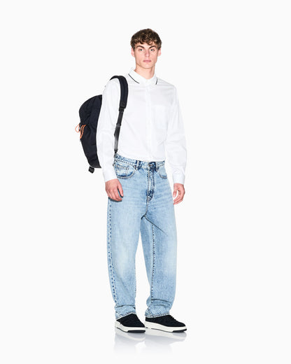 Stretch cotton shirt with contrasting profiles