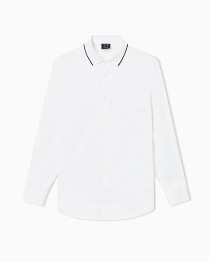 Stretch cotton shirt with contrasting profiles