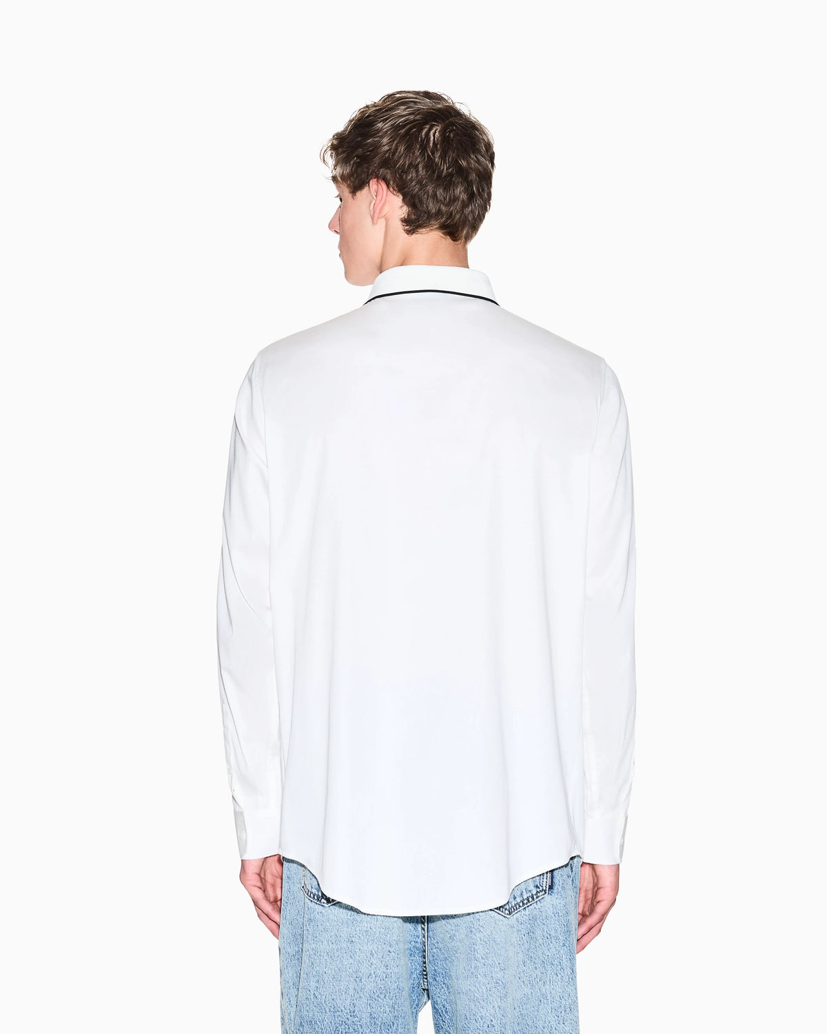 Stretch cotton shirt with contrasting profiles