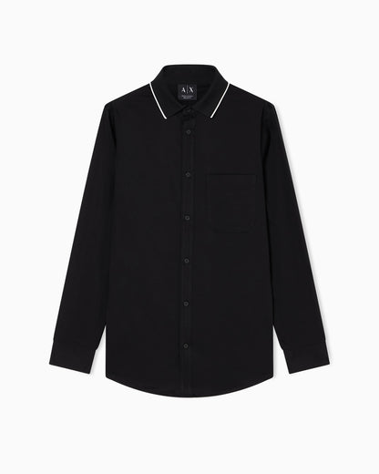 Stretch cotton shirt with contrasting profiles