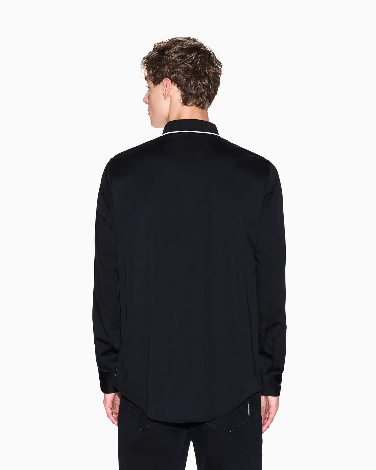 Stretch cotton shirt with contrasting profiles