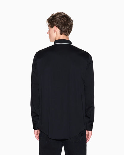 Stretch cotton shirt with contrasting profiles
