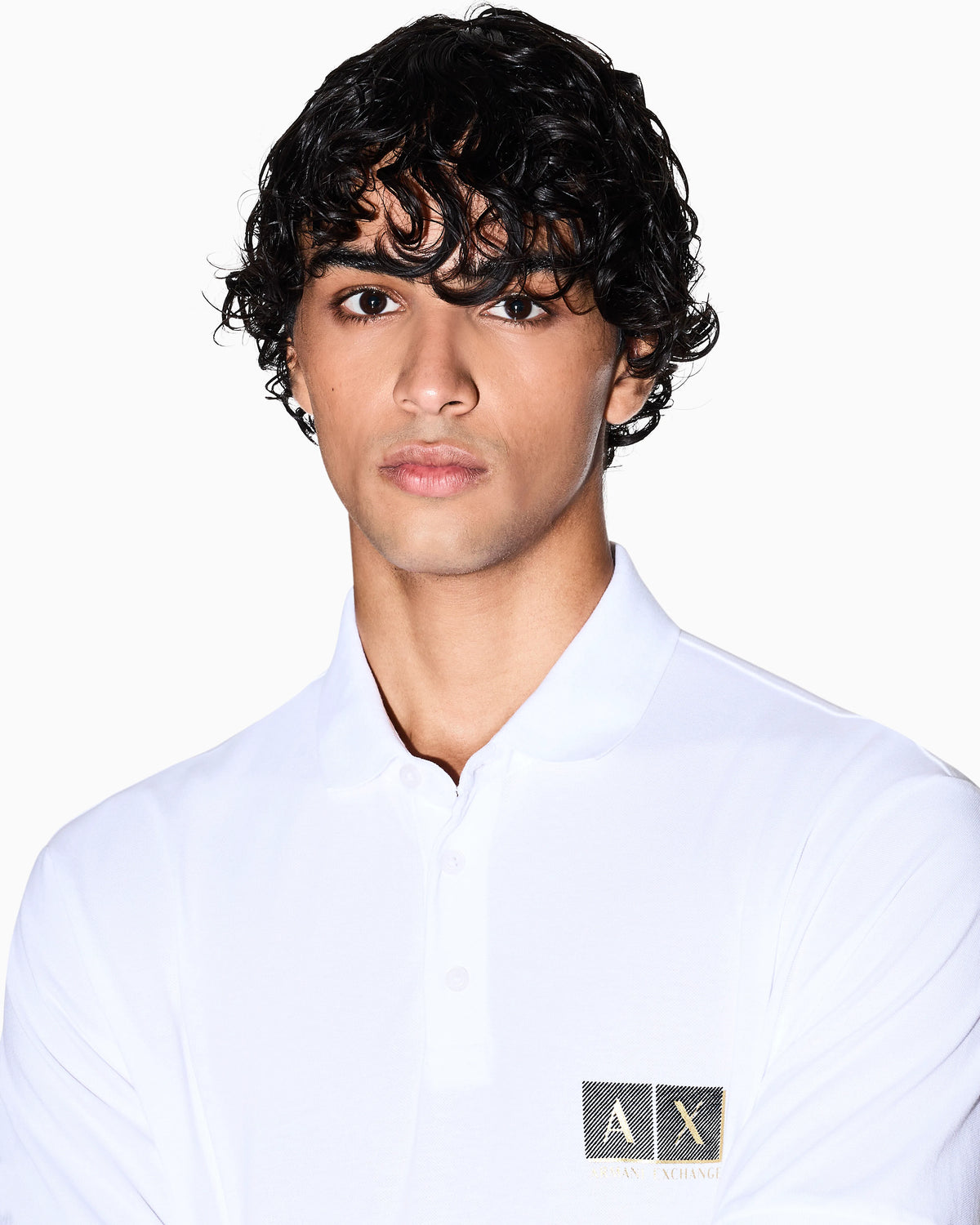 Regular fit cotton polo shirt with gold details
