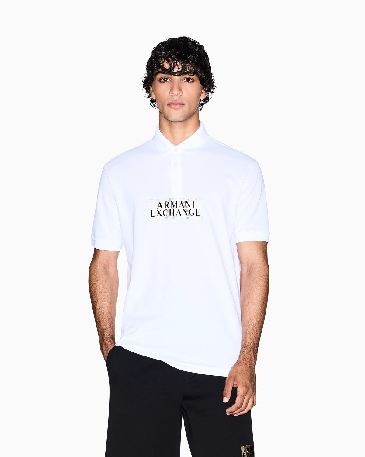 Regular fit cotton polo shirt with gold details