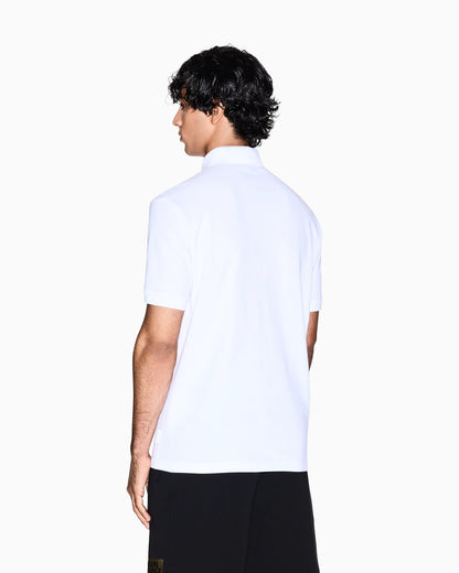 Regular fit cotton polo shirt with gold details
