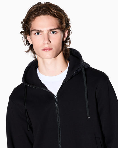 Zip-up sweatshirt with contrasting hood
