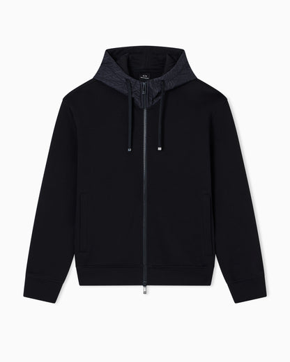 Zip-up sweatshirt with contrasting hood