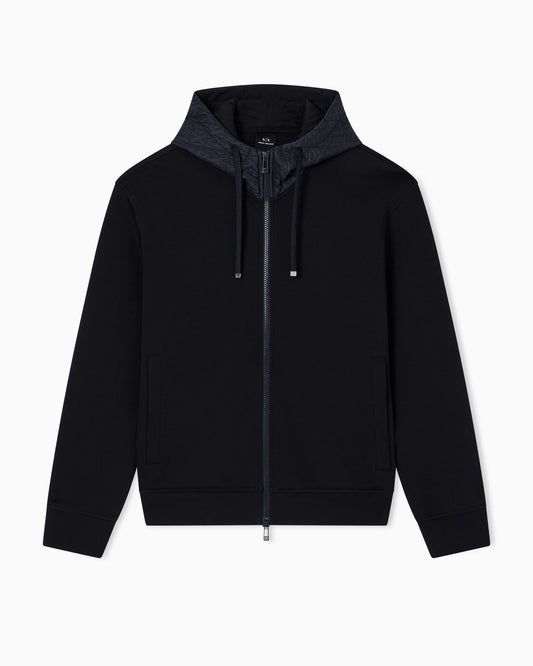 Zip-up sweatshirt with contrasting hood