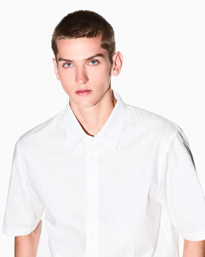 Short-sleeve button-up shirt in cotton jacquard Essential