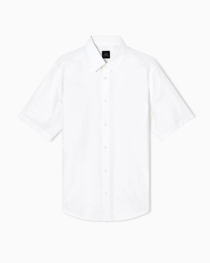 Short-sleeve button-up shirt in cotton jacquard Essential