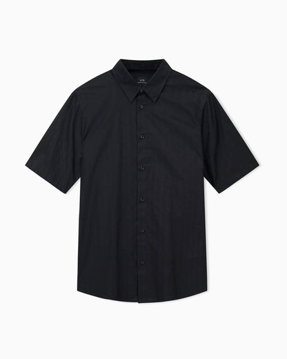 Short-sleeve button-up shirt in cotton jacquard Essential