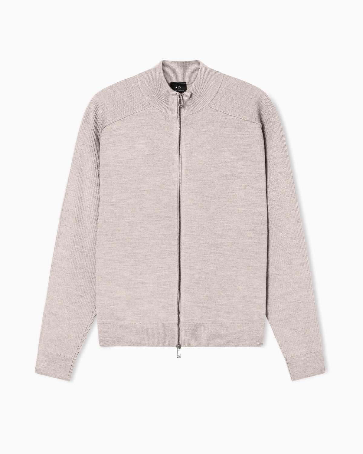 Cotton and Wool Cardigan with Ribbed Knitting