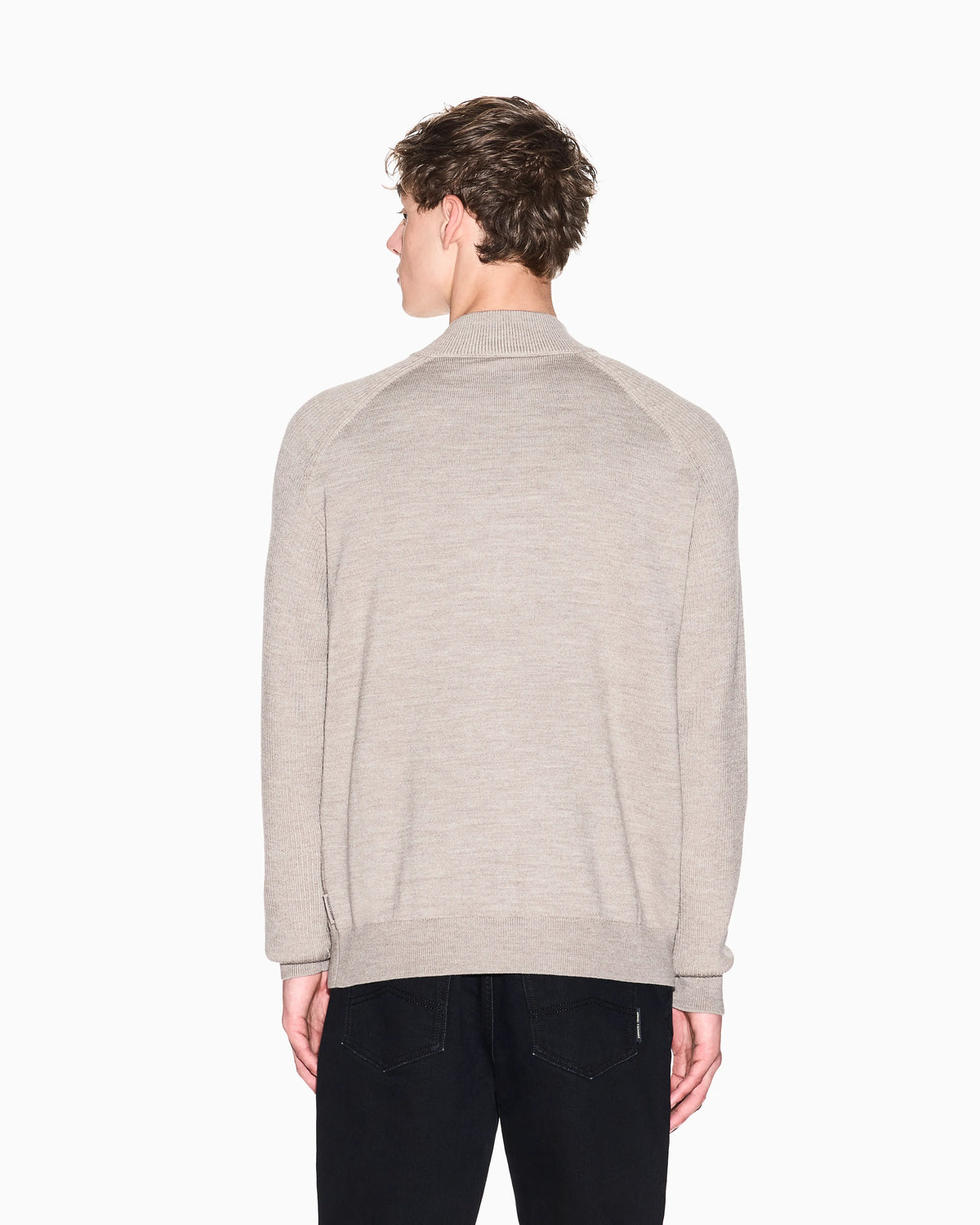 Cotton and Wool Cardigan with Ribbed Knitting