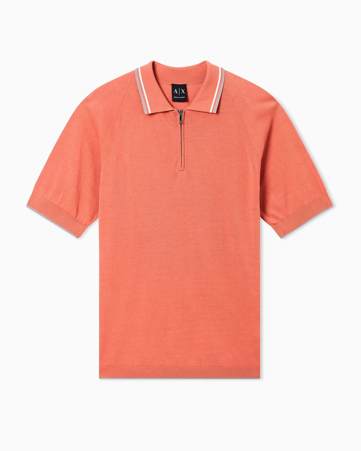 Zip-up knit polo shirt