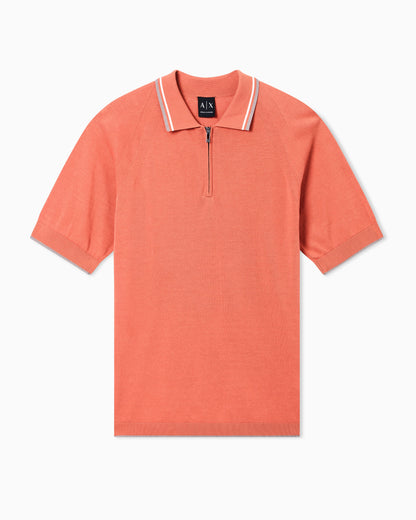 Zip-up knit polo shirt