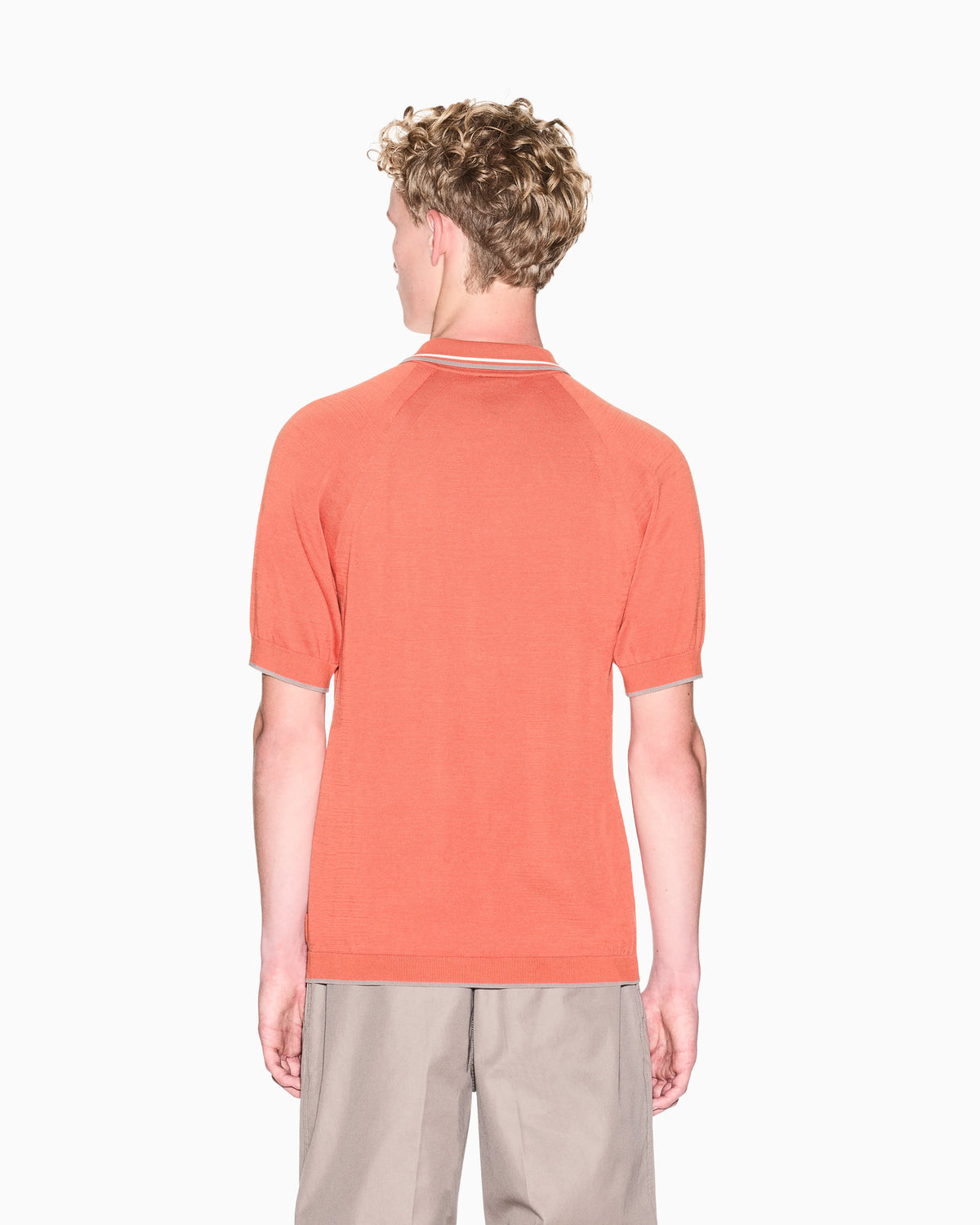 Zip-up knit polo shirt