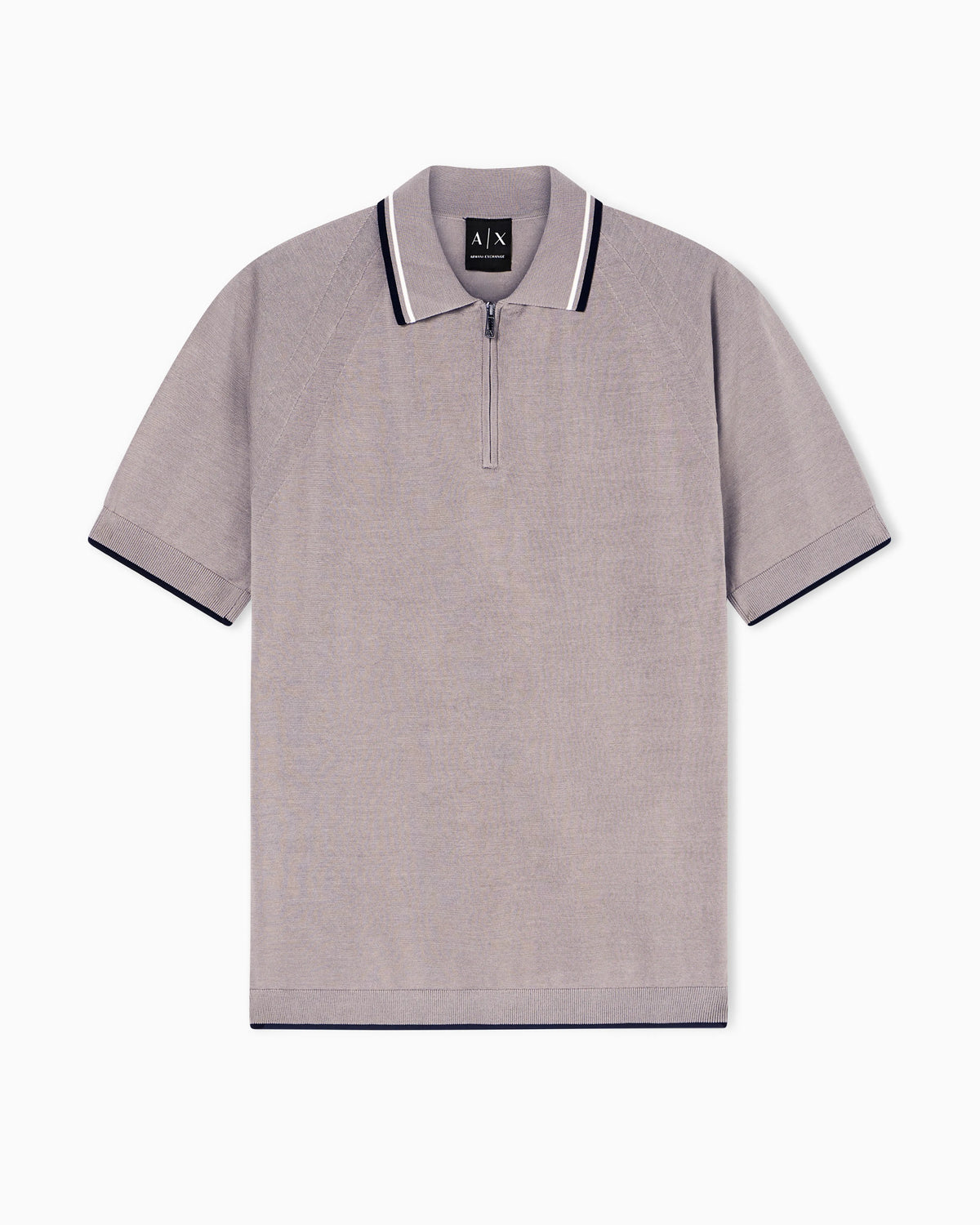 Zip-up knit polo shirt