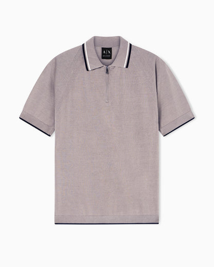 Zip-up knit polo shirt