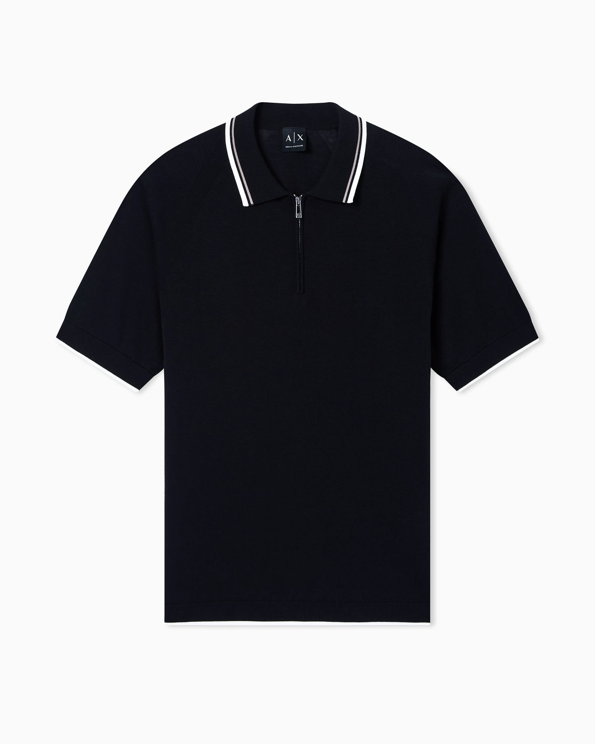 Zip-up knit polo shirt